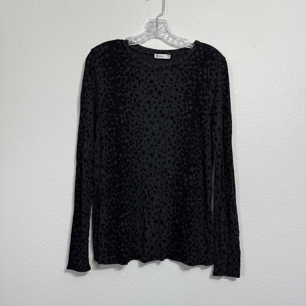 Vince Gray and Black Long‎ Sleeve T Shirt Womens Size M Viscose
